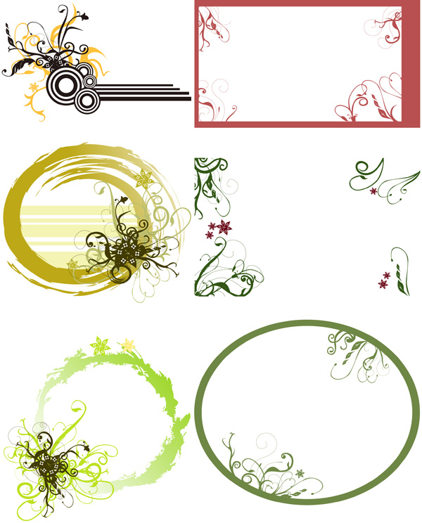 flow of ink border floral vector