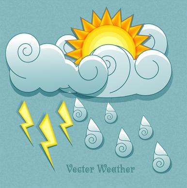 cute weather elements vector