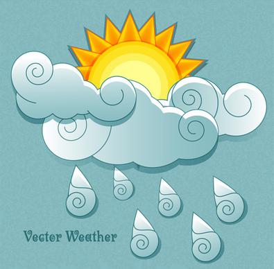 cute weather elements vector