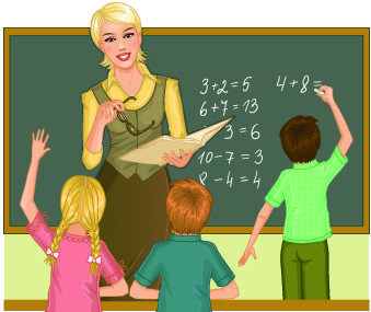 teacher with student vector