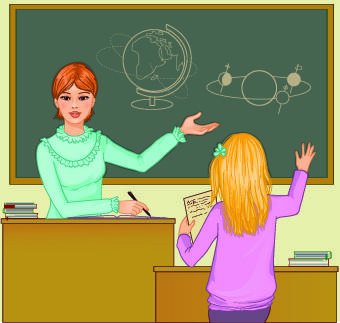 teacher with student vector