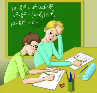 teacher with student vector