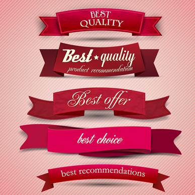 best quality labels with ribbons vector