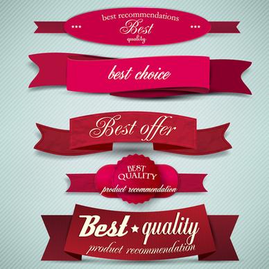 best quality labels with ribbons vector