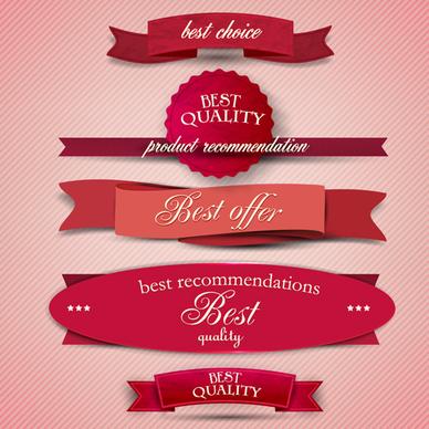 best quality labels with ribbons vector