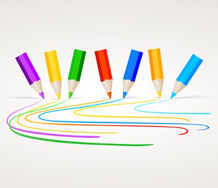 different colored pencil vector set