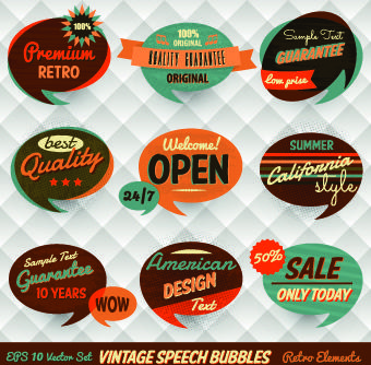 retro style speech bubble labels