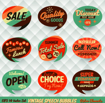 retro style speech bubble labels