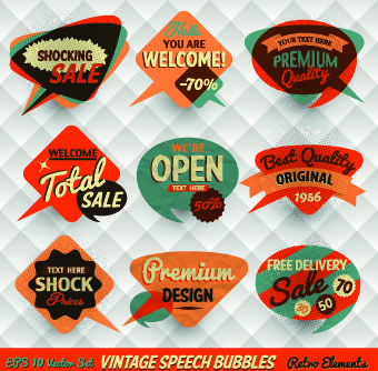 retro style speech bubble labels