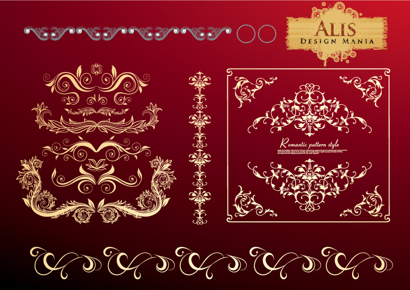 gloden floral decor elements vector