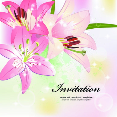 invitation cards with flowers design vector