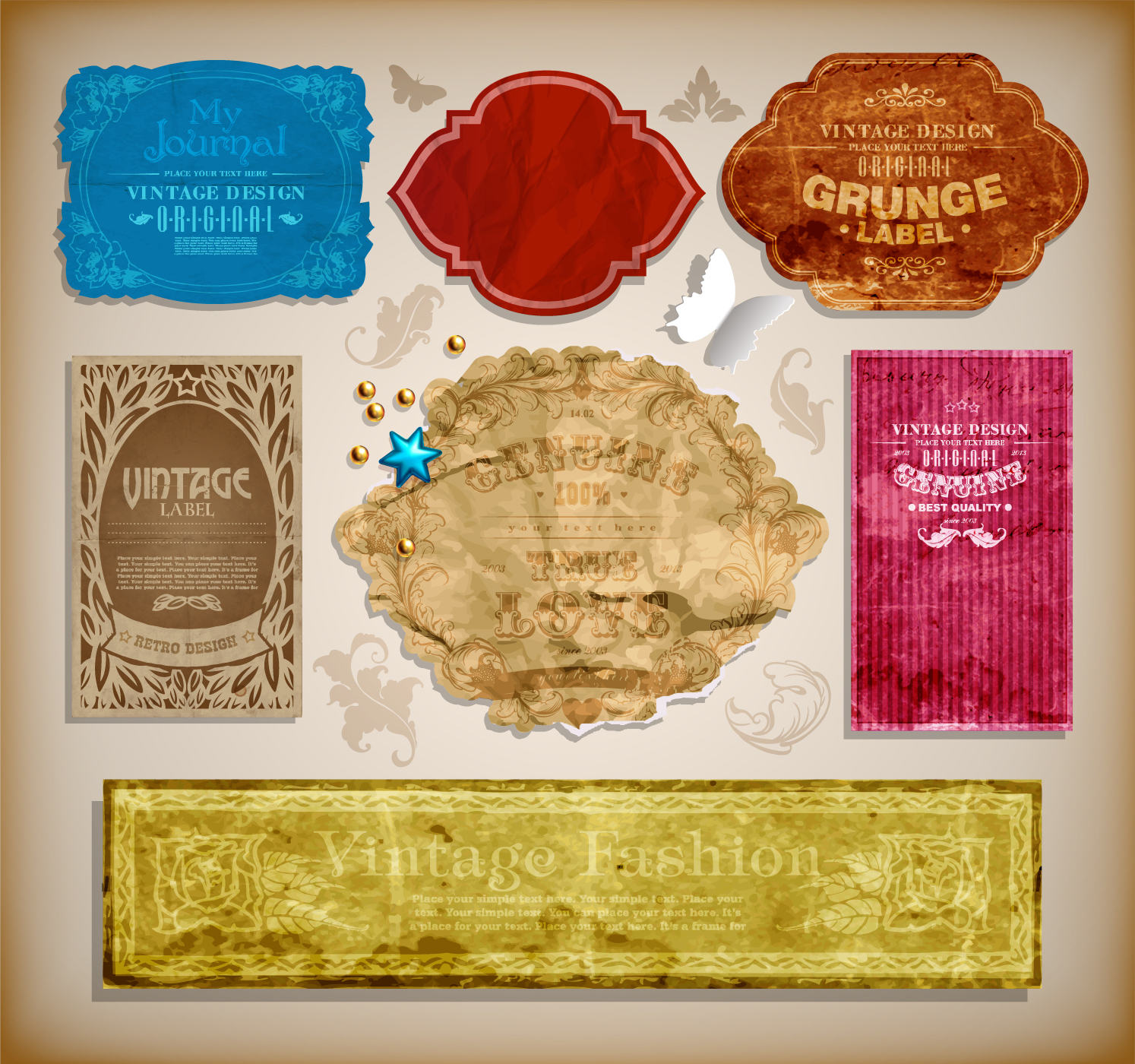vintage color labels vector art