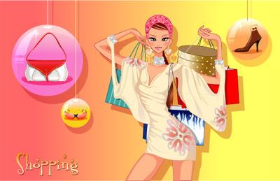 girls shopping set7 vector