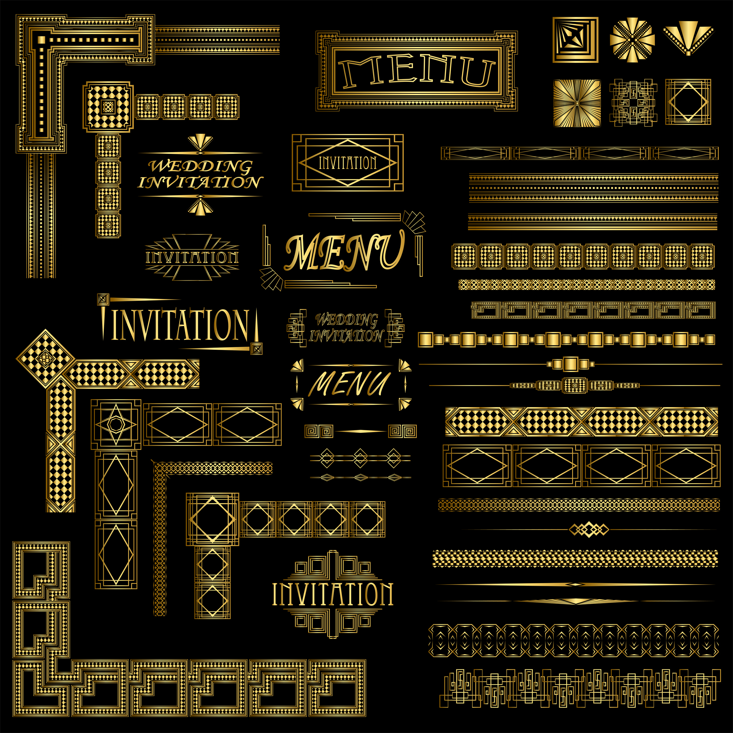 luxurious golden ornaments elements