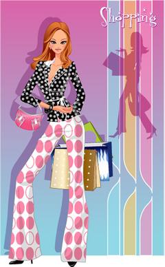 girls shopping set0 vector