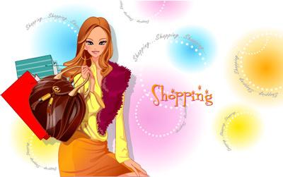 girls shopping set6 vector