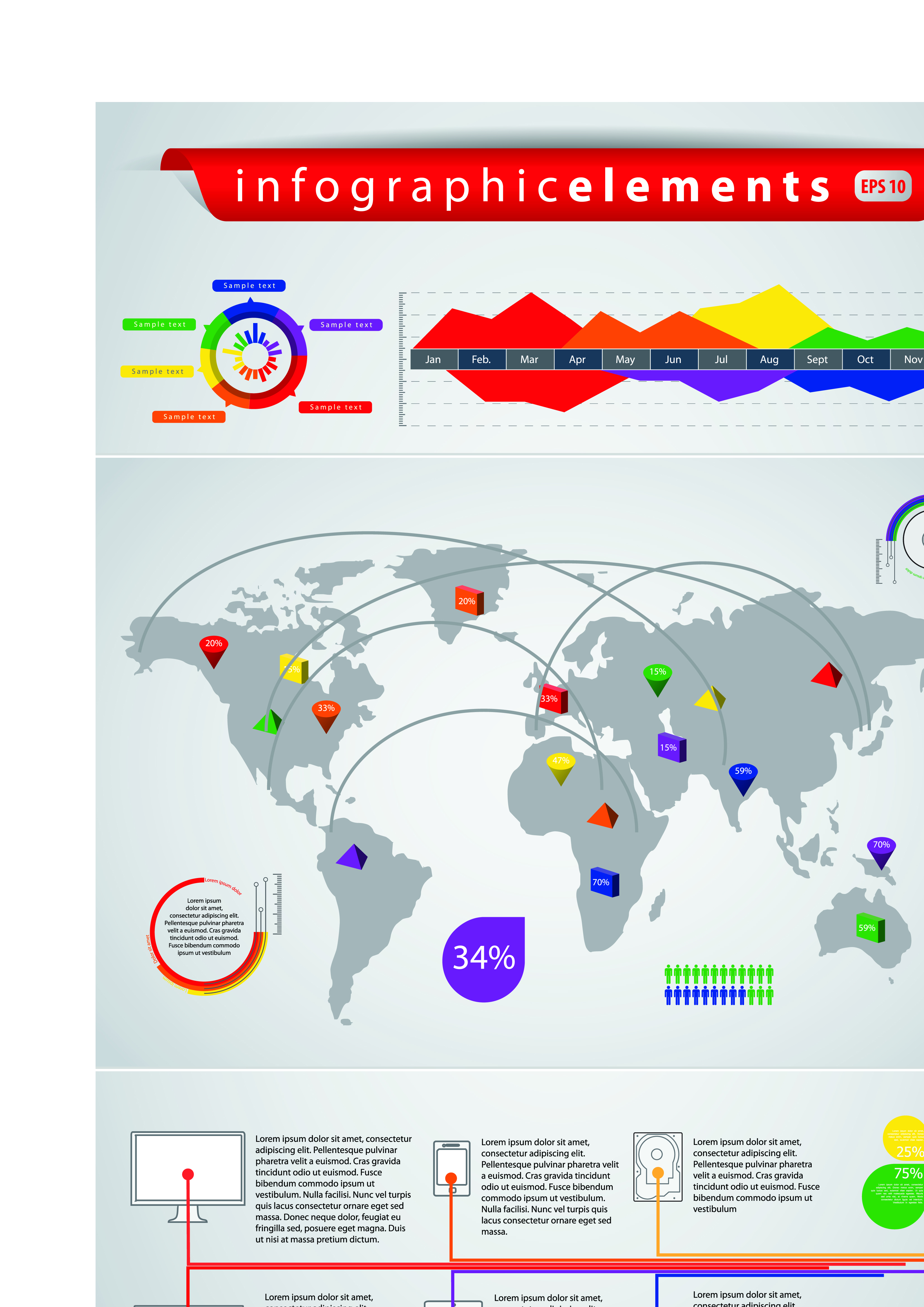 business graphic data report vector set