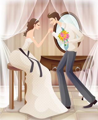 sweet wedding set vector