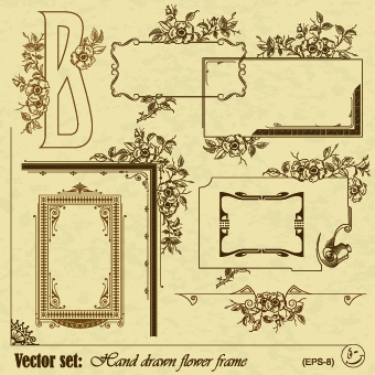 vintage flower frame and border vector