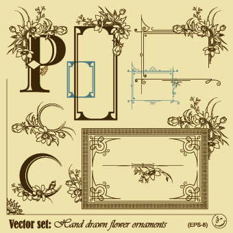 vintage flower frame and border vector