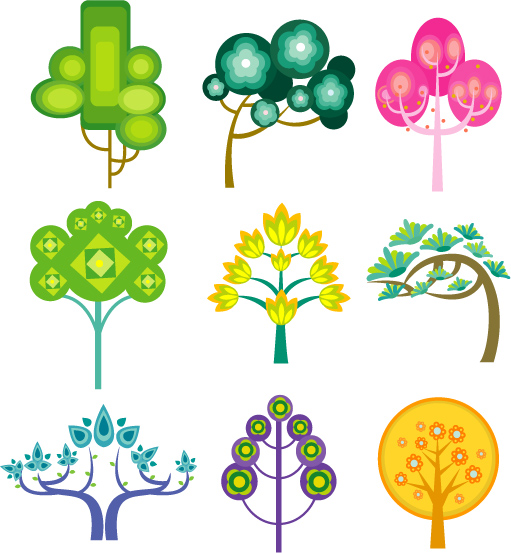 cute cartoon trees vector