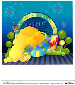 lovely cartoon scene set vector