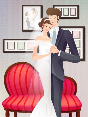 sweet wedding set vector