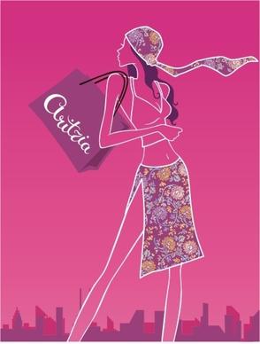 shopping beautiful girl vector