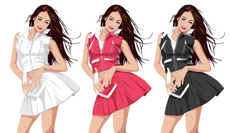 beautiful girl vector set