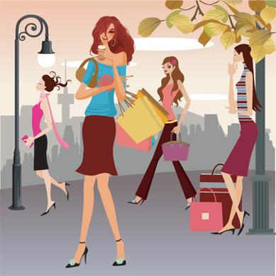 shopping women vector