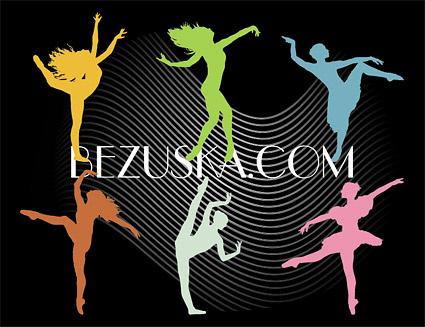 dancing silhouette peoples vector