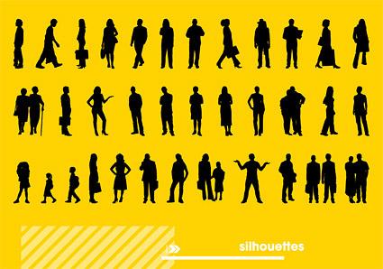 various people silhouettes vector