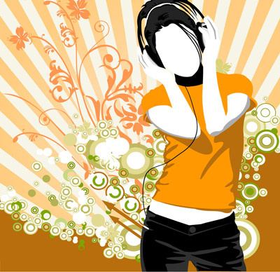 music girl vector