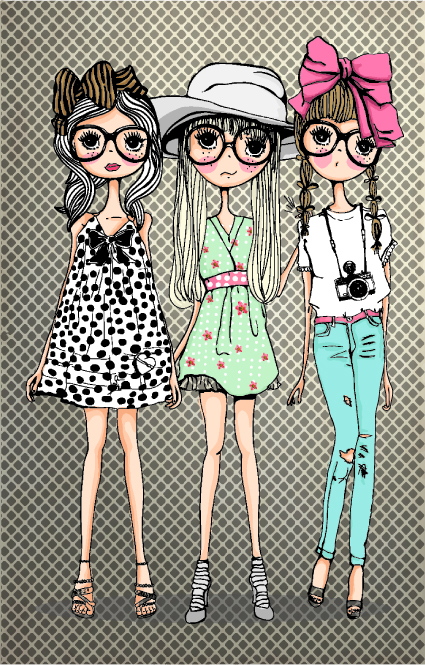 fashion girl with camera vector