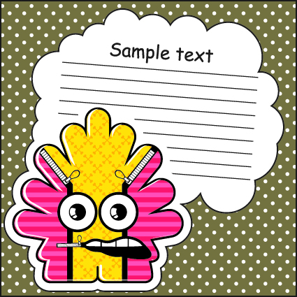 cartoon monster with message cloud vector set