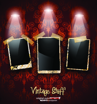 retro photoframes with spotlights vector