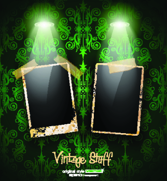 retro photoframes with spotlights vector