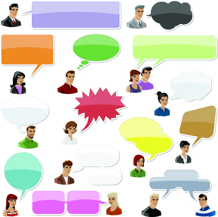 people with speech bubbles design elements