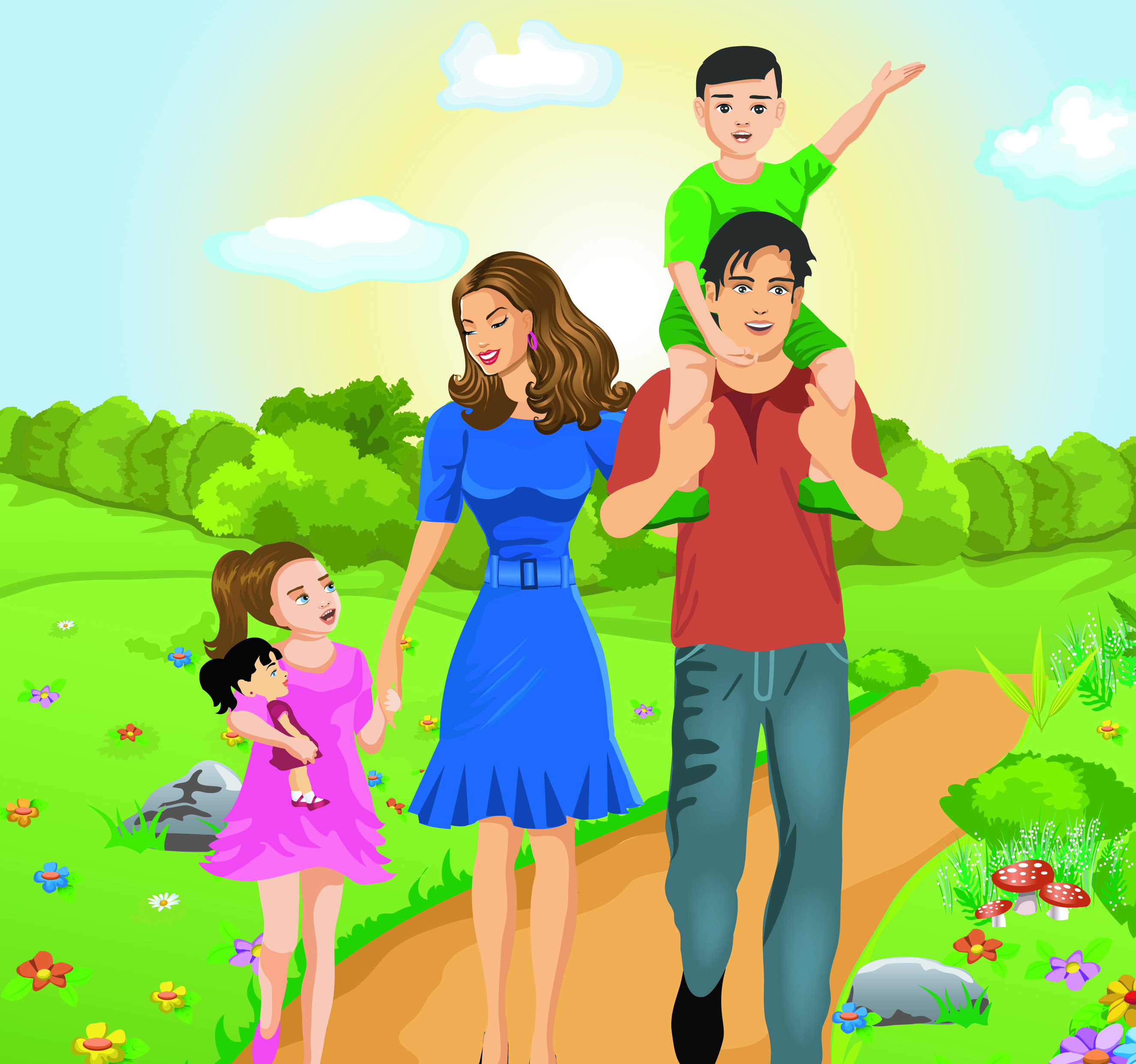 vector happy family together design elements