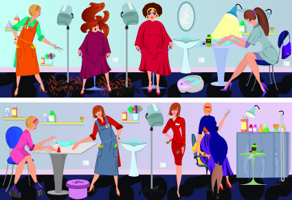 beauty salon workers design vector