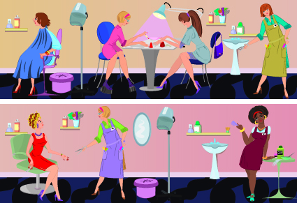 beauty salon workers design vector