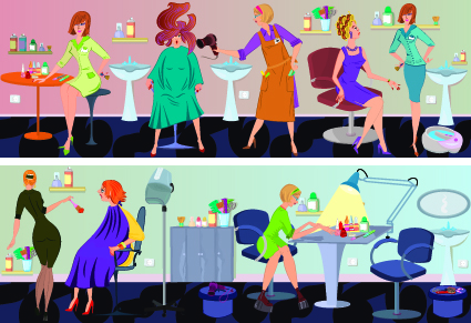 beauty salon workers design vector