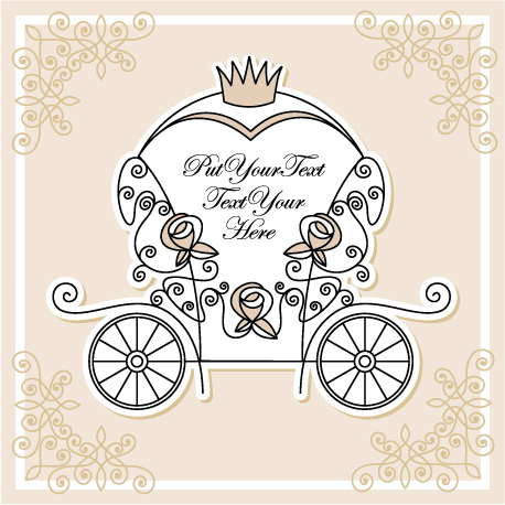 wedding invitation with carriage design vector