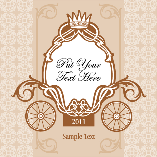 wedding invitation with carriage design vector