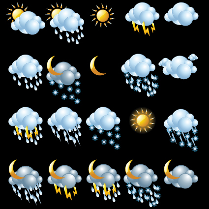 various weather icon vector set