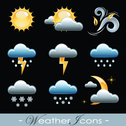 various weather icon vector set