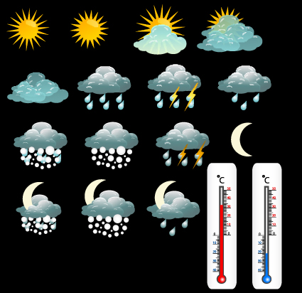 various weather icon vector set