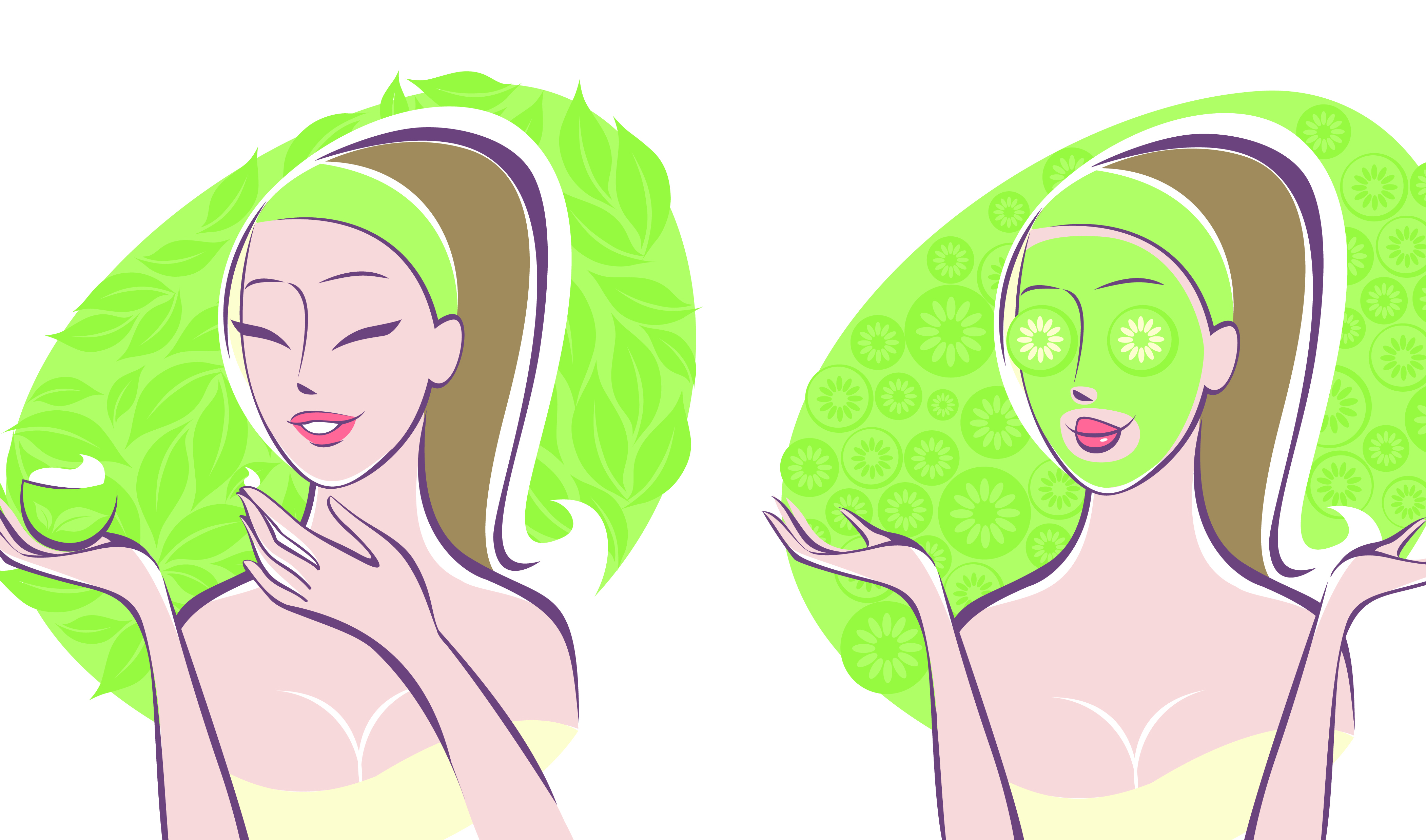 woman with spa salon elements vector