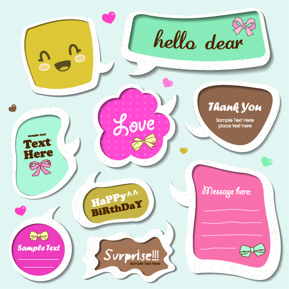 cute speech bubbles for you text vector