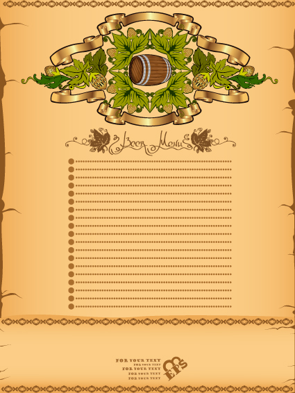 antique beer menu vector background